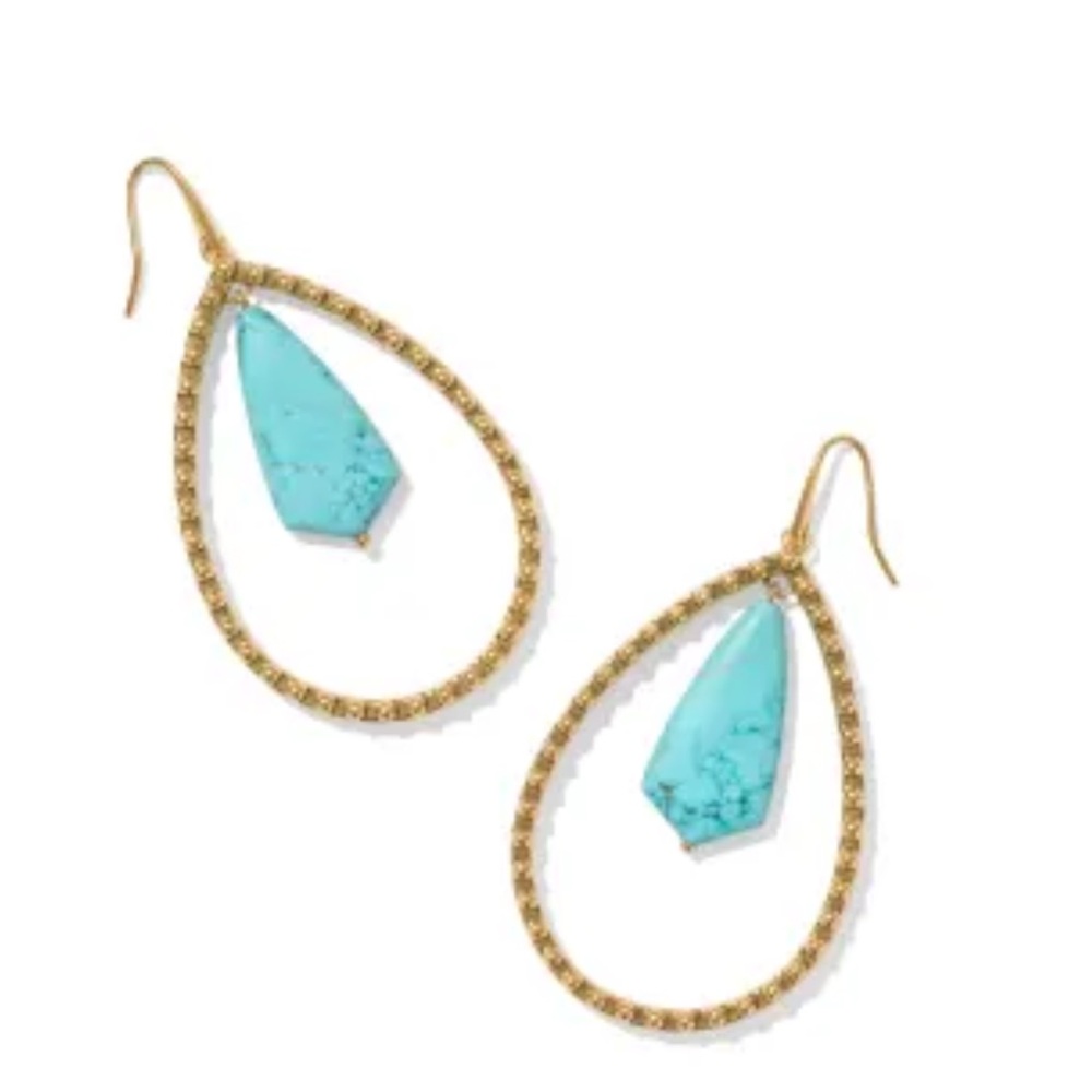 Kendra Scott Yellow Rose Rumer Hoops Turquoise